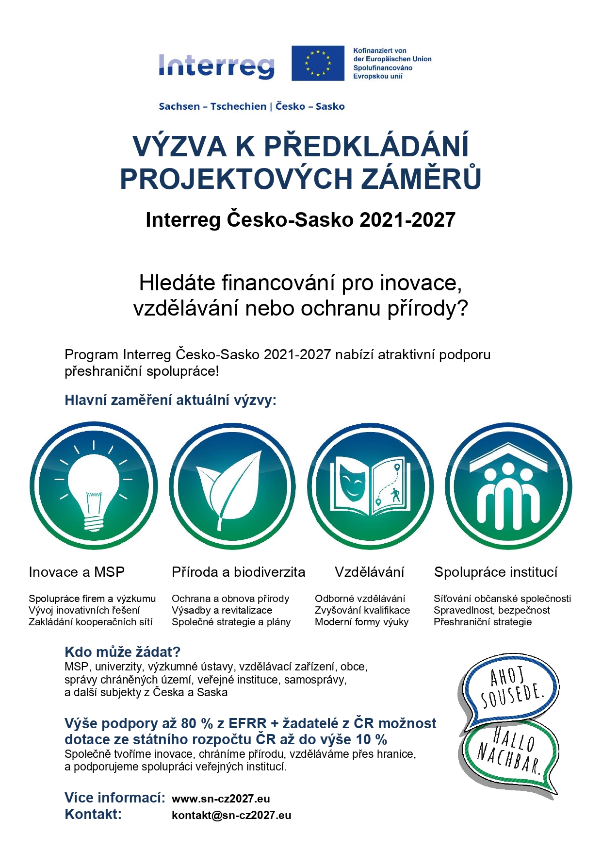 Program Interreg Česko-Sasko 2021–2027 nabízí atraktivní podporu přeshraniční spolupráce!