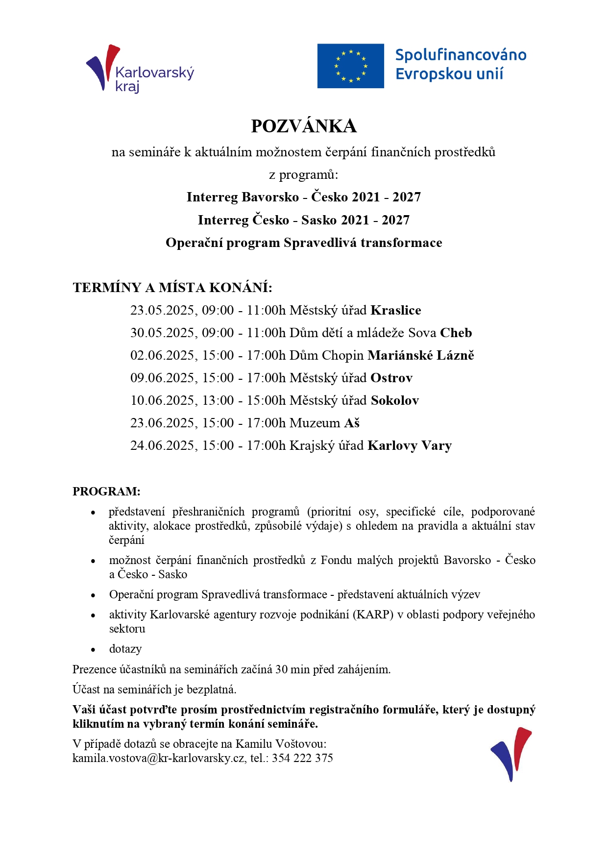 Nenechte si ujít bezplatné semináře k programům Interreg a OPST!